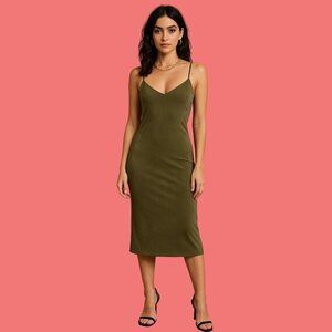 ✨ Olive Green Bodycon Slip Dress by Gilbert – Size M | Sleek & Sultry